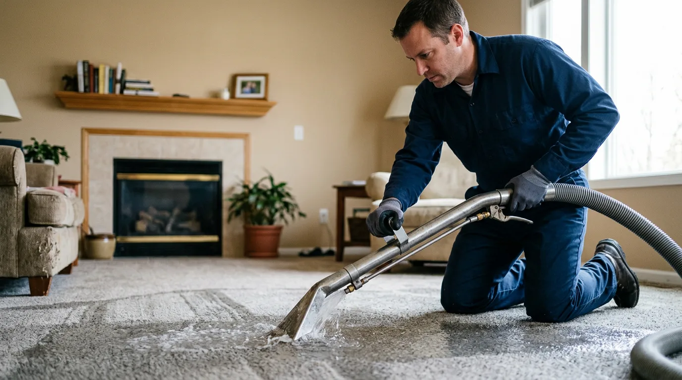Water damage restoration technician working near Rootstown, OH